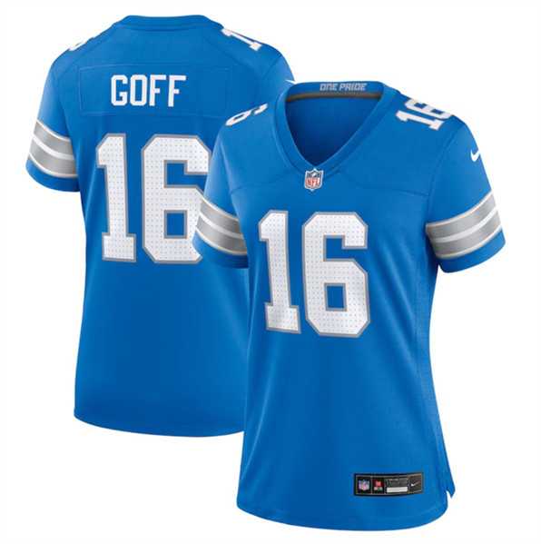 Womens Detroit Lions #16 Jared Goff Blue Stitched Jersey Dzhi->women nfl jersey->Women Jersey